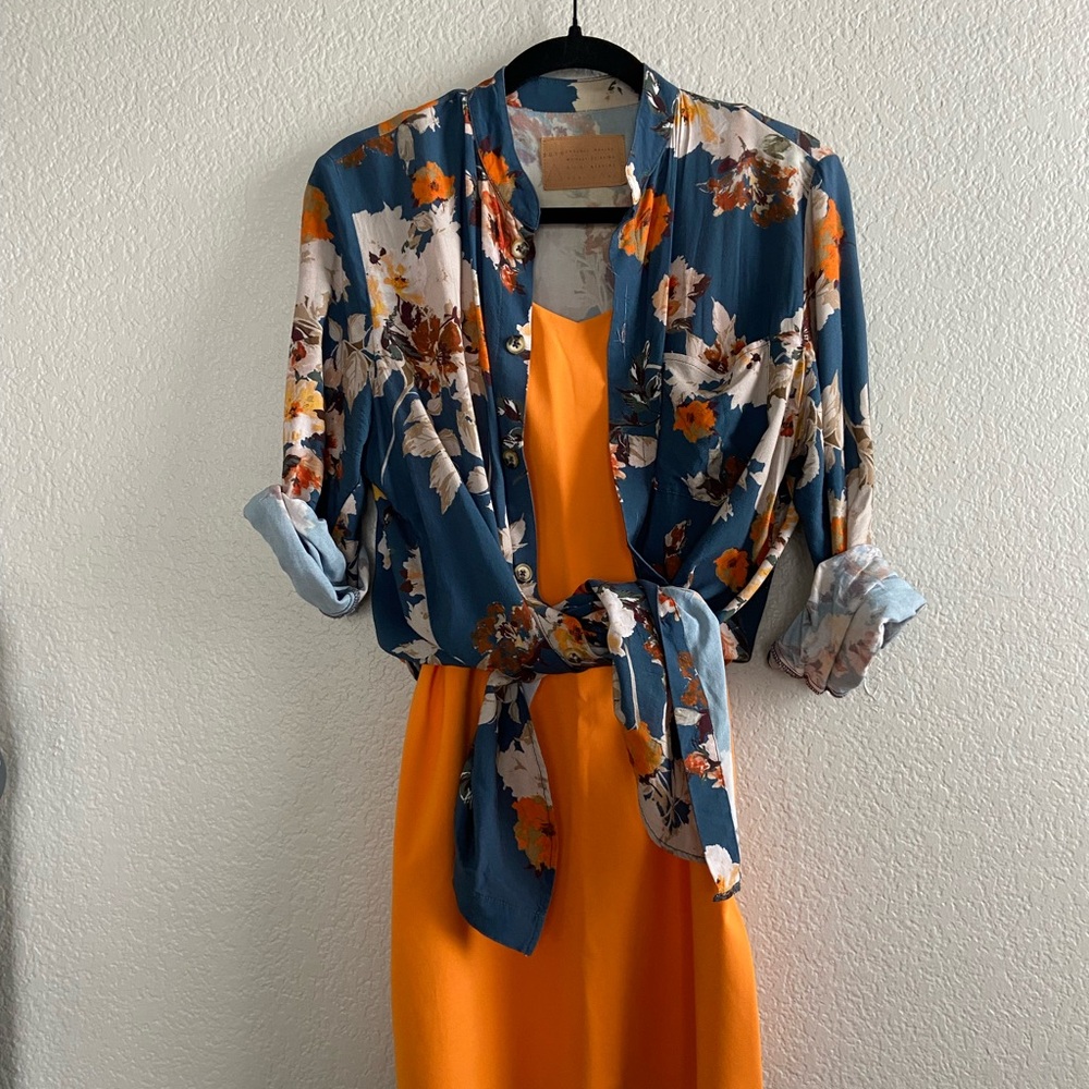 BABATON L Bright Orange Mini Dress